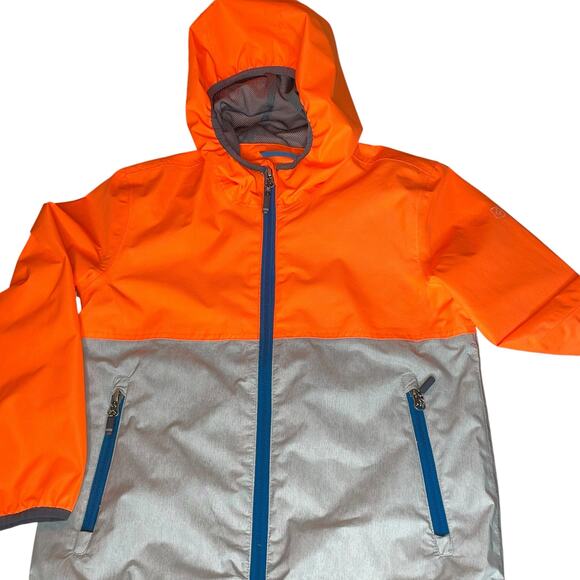 Killtec Boys Sz 8 Windbreaker Jacket Hooded Full Zip Pockets Orange Silver Coat - Picture 9 of 10